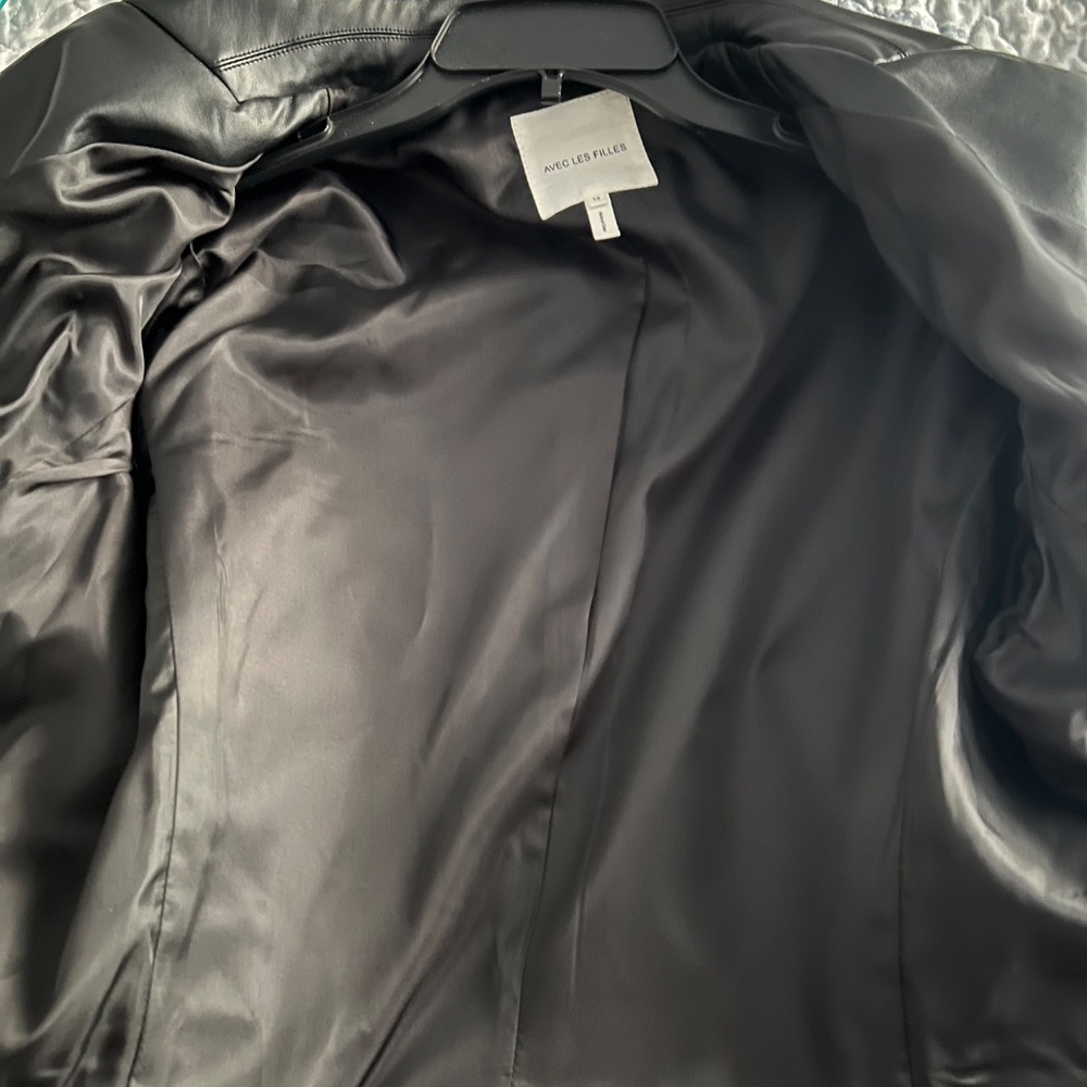 Avec Les Filles Women's Faux-Leather-Trim Cropped Jacket, BLACK, SIZE 14 NWT - Picture 14 of 15